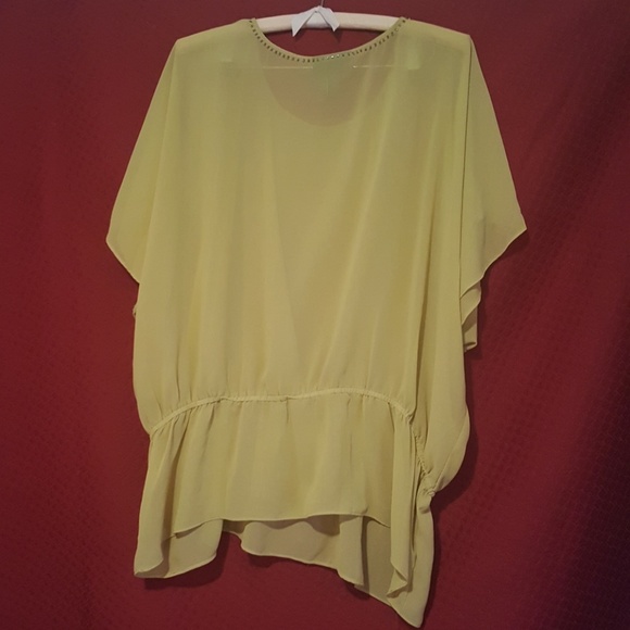 Lime green sheer blouse - Picture 2 of 4